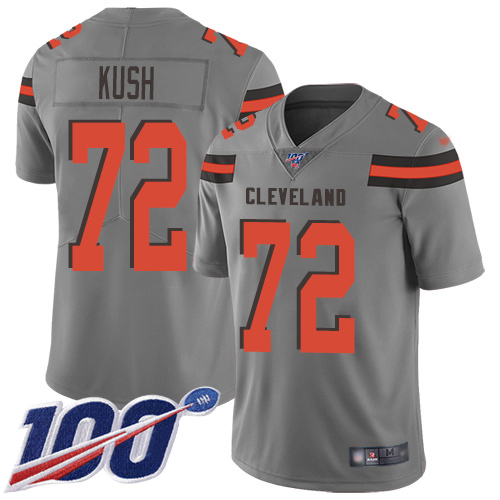 Cleveland Browns Eric Kush Men Gray Limited Jersey #72 NFL Football 100th Season Inverted Legend